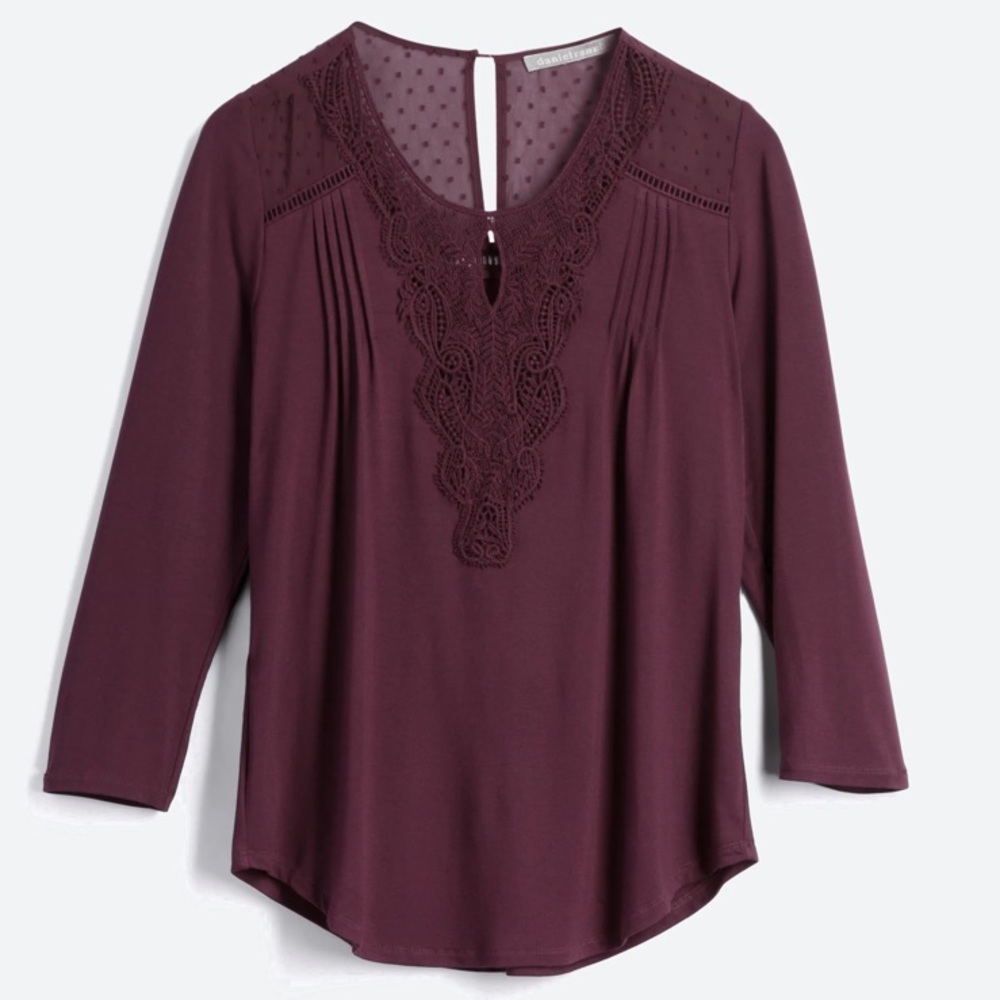 Daniel Rainn Dalina Crochet Detail Knit Top
